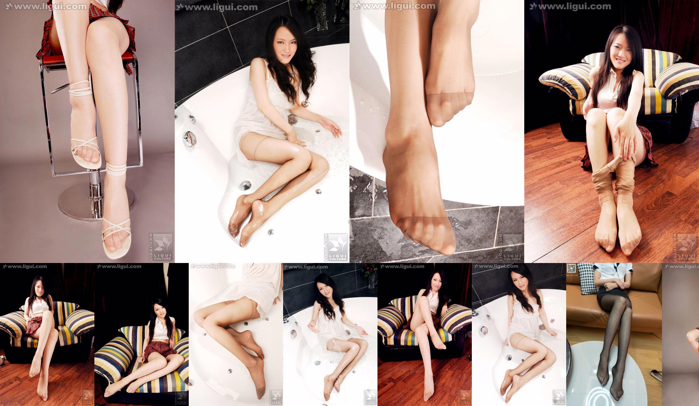 นางแบบเหวินถิง "Sweet and Cute Meat Stockings with High Heels" [丽柜 LiGui] ภาพถ่ายขาสวยและเท้าหยก No.6de818 หน้า 5